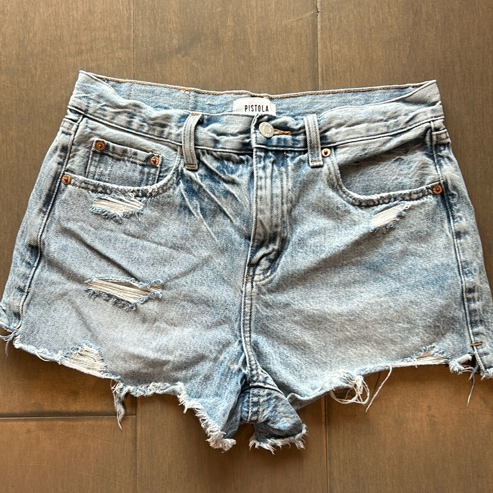 Pistola High-Waisted Distressed Jean Shorts